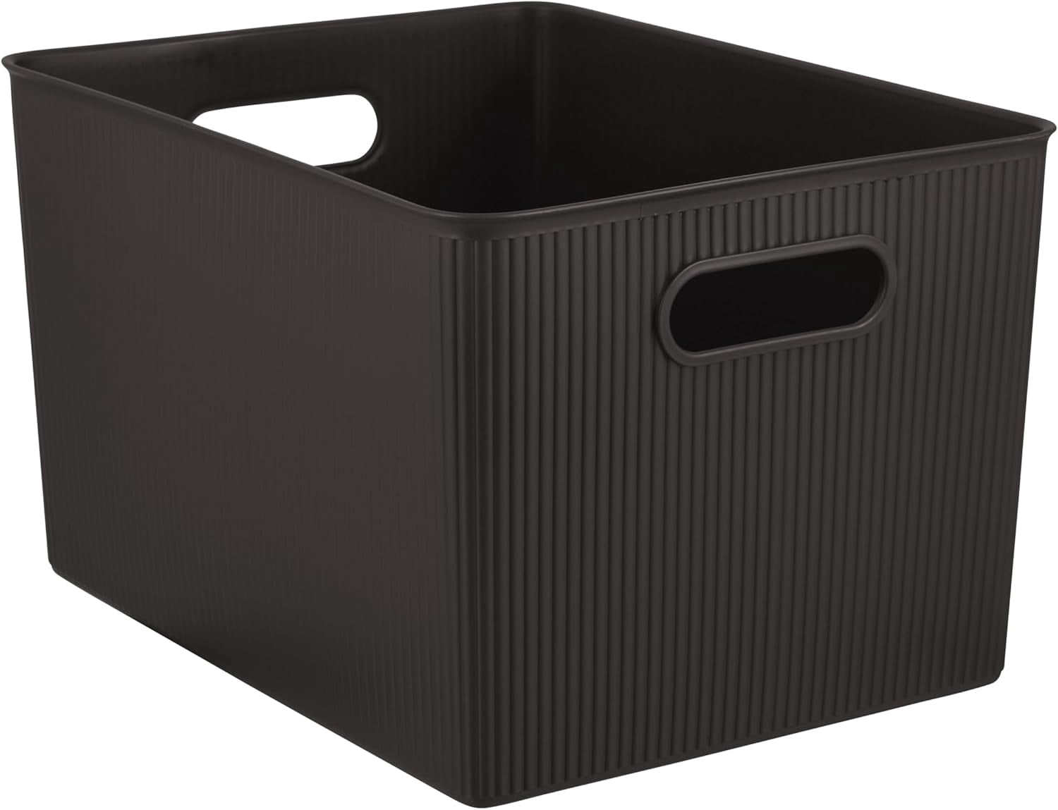 Superio Ribbed Plastic Storage Basket Organizer (4 Pack), 22 Liter Classic Closet Storage Bin for Shelf, Desk, Pantry – Store Toys, Clothes, Cosmetics, Stationary – Brown