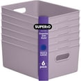 thumbnail image 1 of Superio Ribbed Plastic Storage Basket Organizer (6 Pack), 15 Liter Classic Closet Storage Bin for Shelf, Desk, Pantry â Store Toys, Clothes, Cosmetics, Stationary â Lilac, 1 of 6