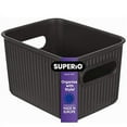 thumbnail image 1 of Superio Ribbed Plastic Storage Basket Organizer, Brown Stackable Closet Storage bin for Shelf, Pantry, Office, and Cosmetics, 1 of 9