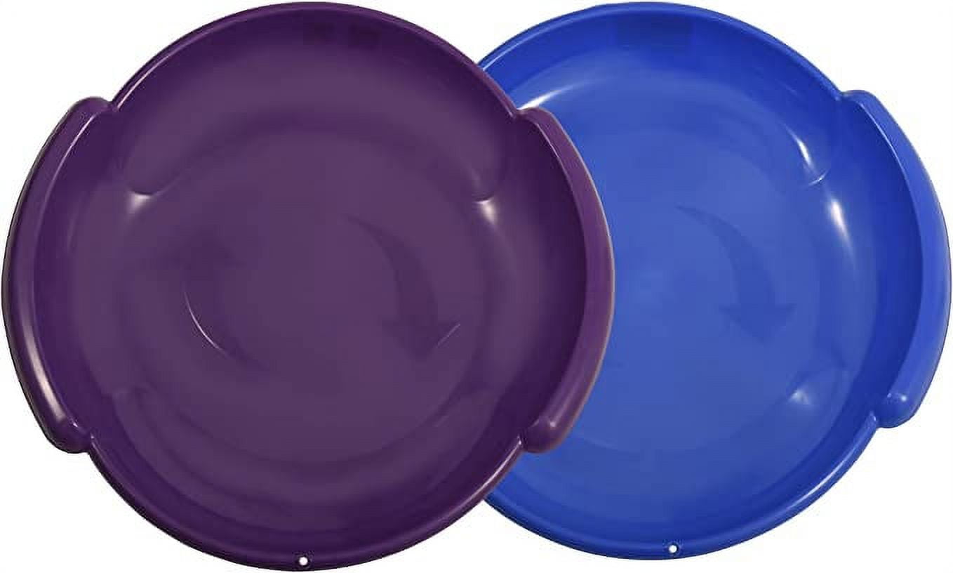 Superio Round Saucer Snow Sled, Blue and Purple 2 Pack Spiral Plastic ...