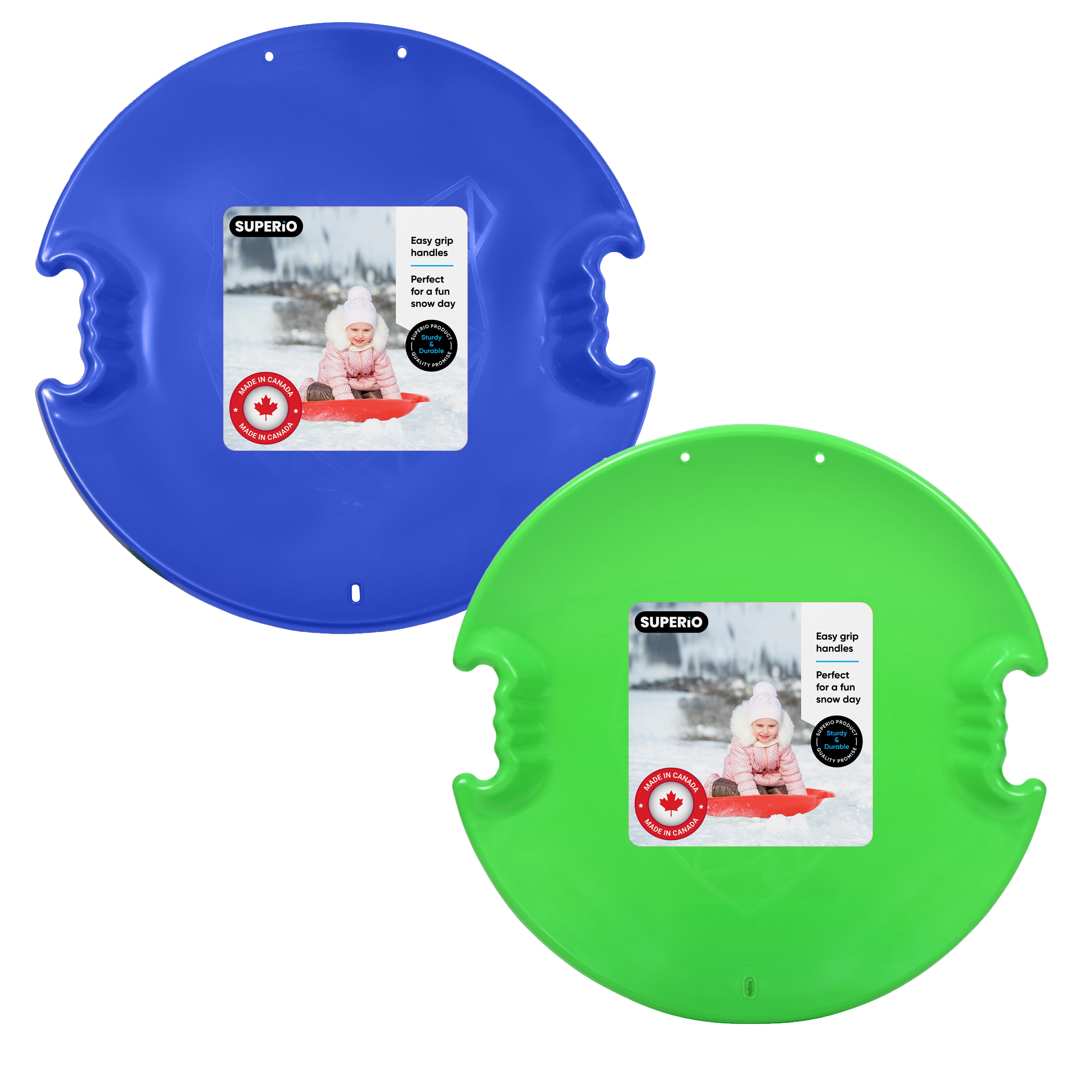 Saucer Sled Superio Round Snow Sleds 2-Pack - 26 Inch S For Kids And ...