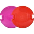 thumbnail image 1 of Superio Round Snow Saucer Sled, Red and Fuchsia 2 Pack Spiral 26" Avalanche Circle Plastic Sledding Disc, Winter Snow Fun for Kids and Adults, 1 of 1