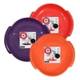 thumbnail image 1 of Superio Round Snow Sled, Heavy Duty Plastic Saucer Toddler Sled with Handles 24" Winter Snow Toys Fun for Kids and Adults 3-Pack, Red-Purple-Orange, 1 of 1