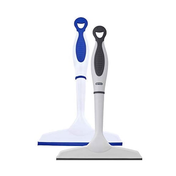 Superio Rubber Squeegee, 2 Pack, Streak Free All Purpose Window Squeegee, Comfort Grip Handle and Hanging Hook (Blue- Grey, 6 Inch- 2 Pack)