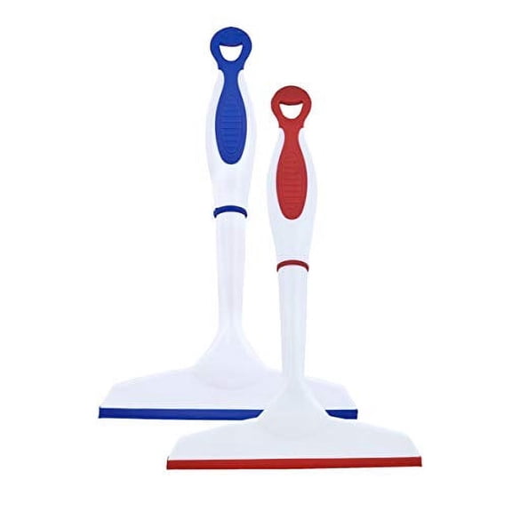 Superio Rubber Squeegee, 2 Pack, Streak Free All Purpose Window Squeegee, Comfort Grip Handle and Hanging Hook (Blue- Red, 6 Inch- 2 Pack)