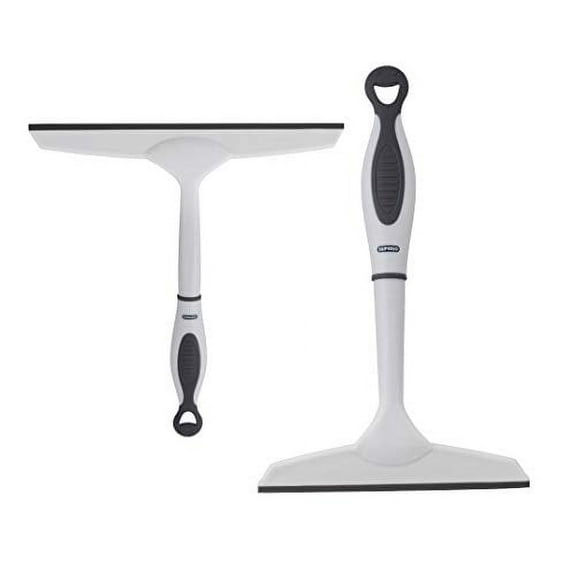 Superio Rubber Squeegee, 2 Pack, Streak Free All Purpose Window Squeegee, Comfort Grip Handle and Hanging Hook (Grey, 6 Inch- 10 Inch Set)