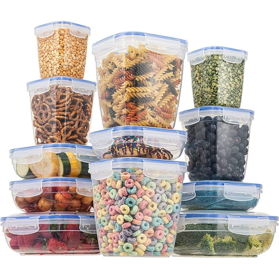 Superio Sealed Plastic Food Storage Container - Airtight, Leakproof Meal Prep Containers with Easy Snap Lid- Microwave and Freezer Safe- Square (Set of 12)