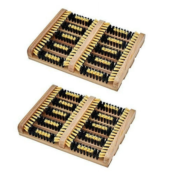 Superio Shoe and Boot Scraper, Outside Shoe Scrubber Brush 10.5 X 14 Inch - Cleans Deep Removes All Outdoor Dirt, Snow, Mud and Sand. Construction, Hiking Cleaner (Wood 2-Pack)