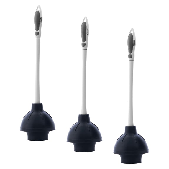 Superio Sink & Toilet Plunger - Heavy-Duty Rubber Head, Comfortable Grip Handle, Compatible with All Toilets & Sinks - 3 Pack
