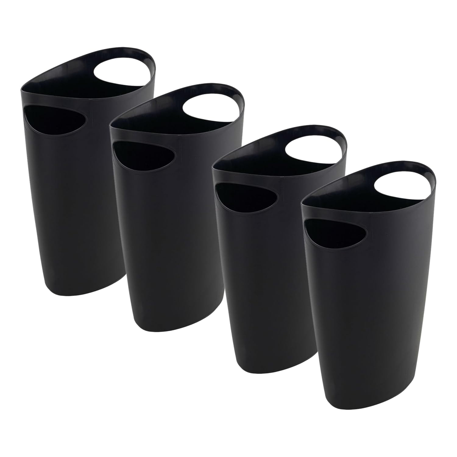 Superio Slim Bathroom Trash Can 2 Gallon Plastic Small Compact Waste Basket for Bedroom, Dorm, Under Office Desk, Narrow Portable RV Dustbin, 4 Black