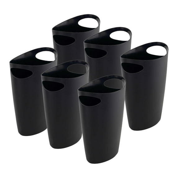 Superio Slim Bathroom Trash Can 2 Gallon Plastic Small Compact Waste Basket for Bedroom, Dorm, Under Office Desk, Narrow Portable RV Dustbin, 6 Black