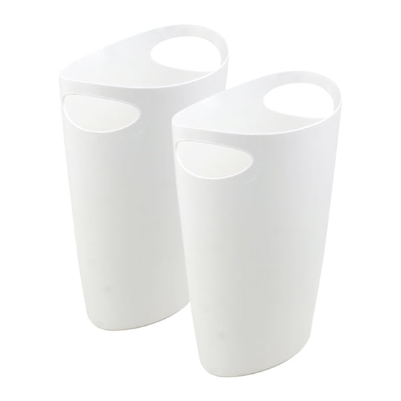 Superio Slim Bathroom Trash Can 2 Gallon Plastic Small Compact Waste Basket for Bedroom, Dorm, Under Office Desk, Narrow Portable RV Dustbin, 2 White