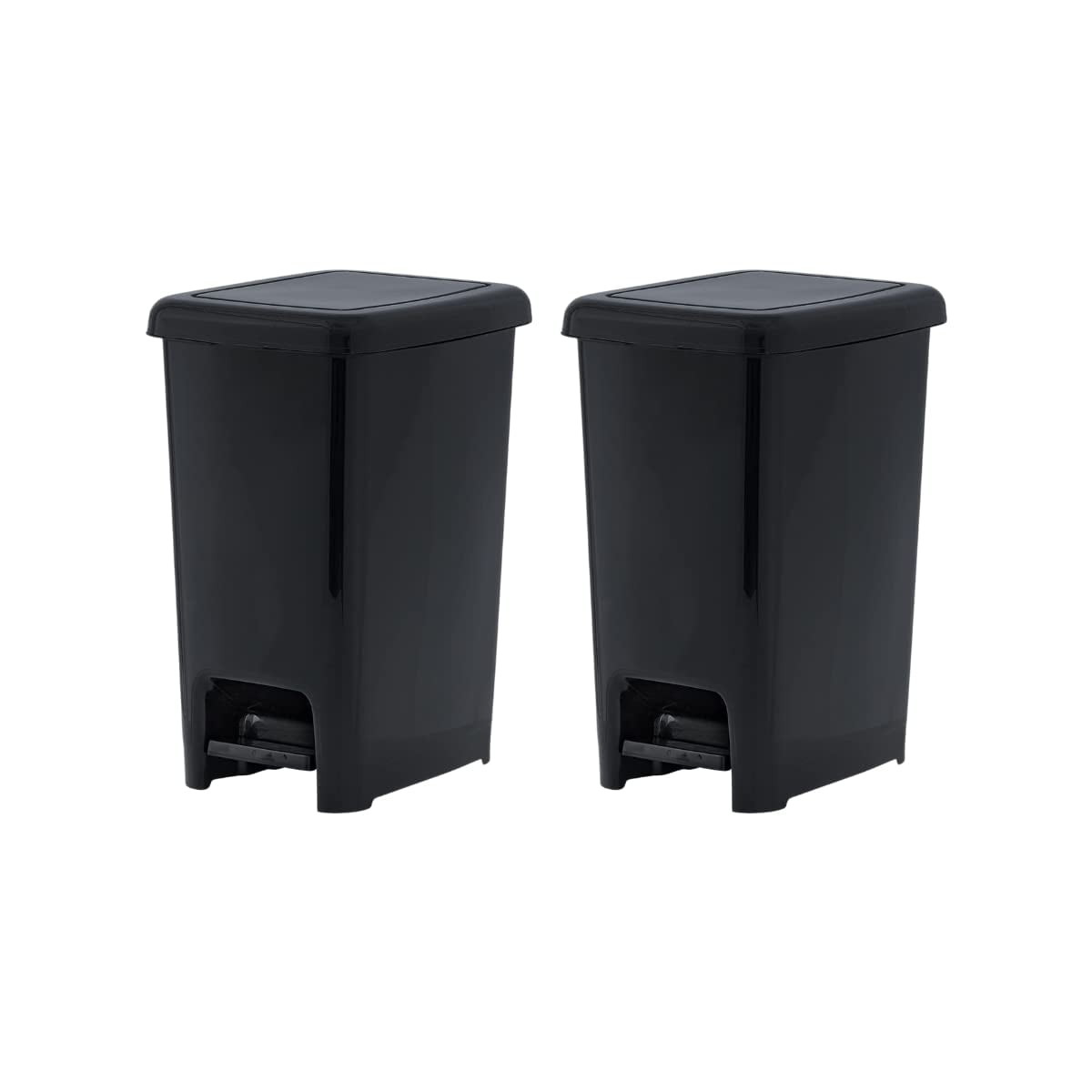 Superio Slim Pedal Trash Can 6.5 Gallon 2Pack, Black
