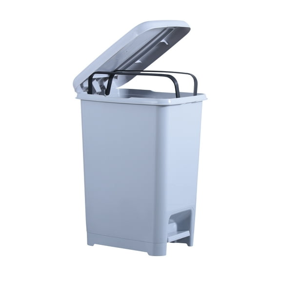 Superio Slim Step On Pedal Plastic Trash Can 10.5 Gal Soft Grey