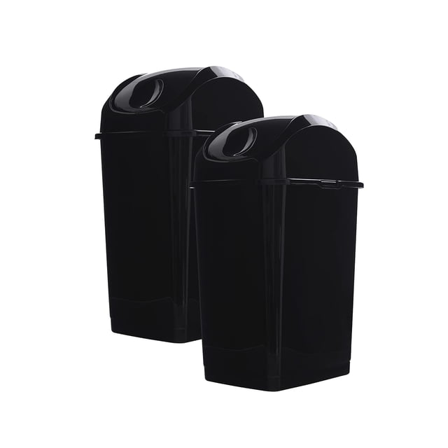Superio Small 2.5 Gallon Plastic Trash Can with Swing Top Lid, Compact