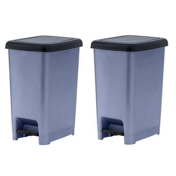 Superio Small 2.5 Gallon Plastic Trash Can with Swing Top Lid, Waste Bin for Under Desk, Office, Bedroom, Bathroom- 10 Qt, Beige/Brown (Grey/Black-2 Pack, Step On)