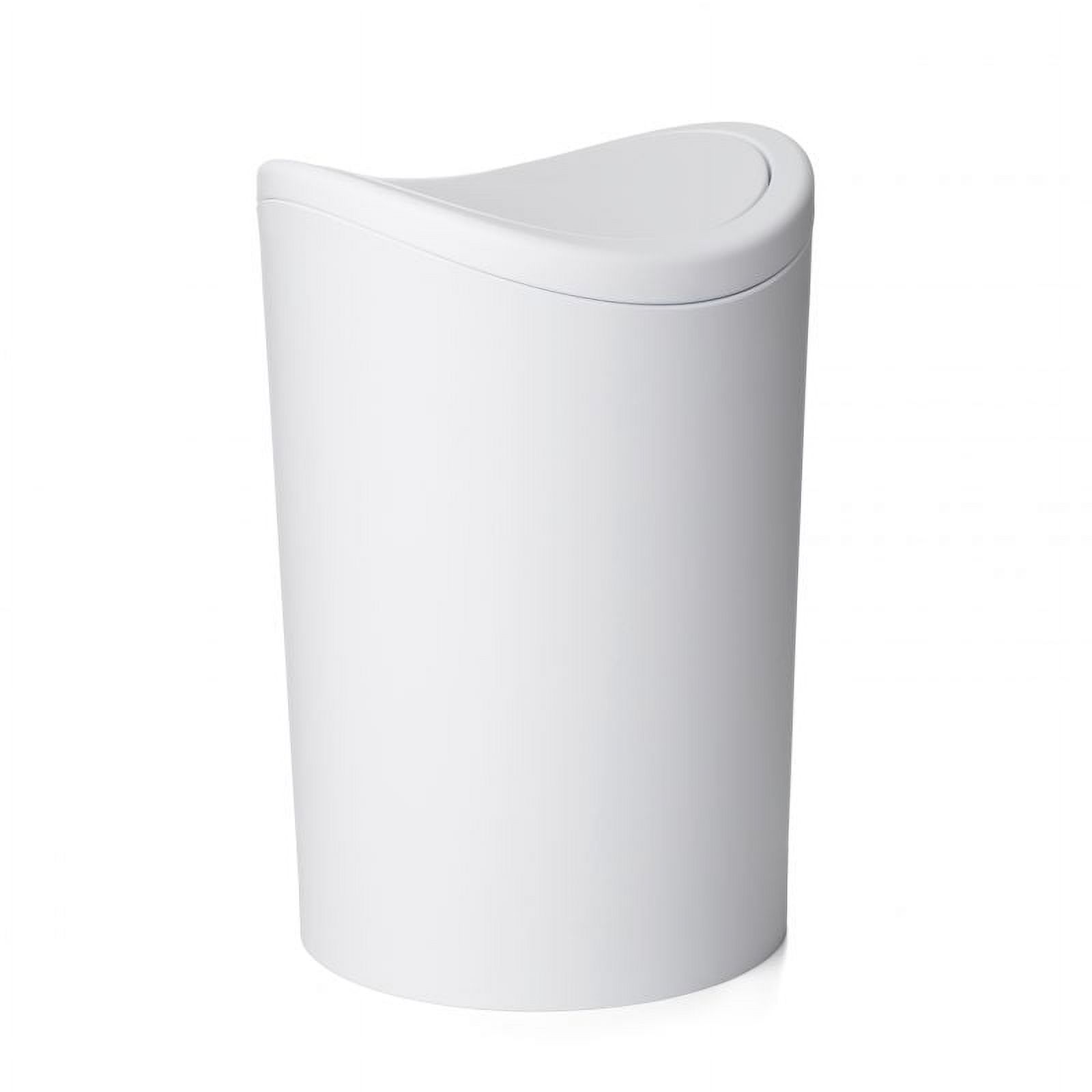 Superio Small Bathroom Trash Can with Lid, Modern White Mini Waste Bin