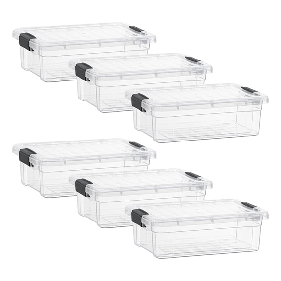 Superio Clear Storage Boxes with Lids, Plastic Container Bins for Organizing, Stackable Crates, BPA Free, Non Toxic, Odor Free, Organizers for Home, Office, School, and Dorm, 4.5 Quart, 6 Pack