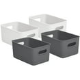 thumbnail image 1 of Superio Small Decorative Storage Bin (4 Pack)- Closet, and Shelf Plastic Storage Basket Organizer for Home, Toys, and Pantry- Ribbed Design, 5 Liter, Grey and White, 1 of 7