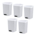 thumbnail image 1 of Superio Small Outdoor Trash Can with Lid for Dog Poop 3 Gallon/12 L Mini Plastic Garbage Can with Foot Pedal for Bathroom, Bedroom, Office, Patio, Wicker White, 5 Pack, 1 of 8