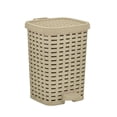 thumbnail image 1 of Superio Small Outdoor Trash Can with Lid for Dog Poop 6 Liter - 1.5 Gallon Plastic Beige Wicker Mini Waste Basket, 1 of 6
