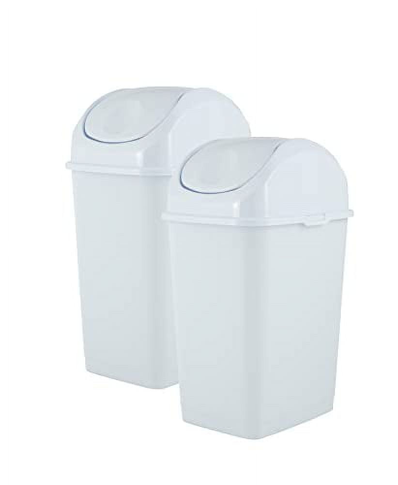 Superio Small Plastic Trash Can with Swing Lid 2.5 Gallon, Office