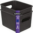 thumbnail image 1 of Superio Small Ribbed Plastic Storage Basket Organizer (2 Pack), 1.5 Mini Brown Closet Storage bin for Shelf, Pantry, Office, and Cosmetics, 1 of 10