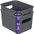 thumbnail image 1 of Superio Small Ribbed Plastic Storage Basket Organizer (2 Pack), 1.5 Mini Grey Closet Storage bin for Shelf, Pantry, Office, and Cosmetics, 1 of 8