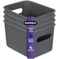 thumbnail image 1 of Superio Small Ribbed Plastic Storage Basket Organizer (4 Pack), 1.5 Mini Grey Closet Storage bin for Shelf, Pantry, Office, and Cosmetics, 1 of 8