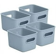 thumbnail image 1 of Superio Small Ribbed Plastic Storage Basket Organizer (4 Pack), Mini Stackable Closet Storage Bin for Home, Shelf, Desk, Pantry Toys, Clothes, Cosmetics, Stationary (Blue, 1.5 Liter), 1 of 6