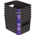 thumbnail image 1 of Superio Small Ribbed Plastic Storage Basket Organizer (6 Pack), 1.5 Mini Brown Closet Storage bin for Shelf, Pantry, Office, and Cosmetics, 1 of 9