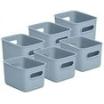 thumbnail image 1 of Superio Small Ribbed Plastic Storage Basket Organizer (6 Pack), Mini Stackable Closet Storage Bin for Home, Shelf, Desk, Pantry Toys, Clothes, Cosmetics, Stationary (Blue, 1.5 Liter), 1 of 6