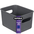 thumbnail image 1 of Superio Small Ribbed Plastic Storage Basket Organizer,  (Grey) Closet Storage bin for Shelf, Pantry, Office, and Cosmetics, 1 of 8