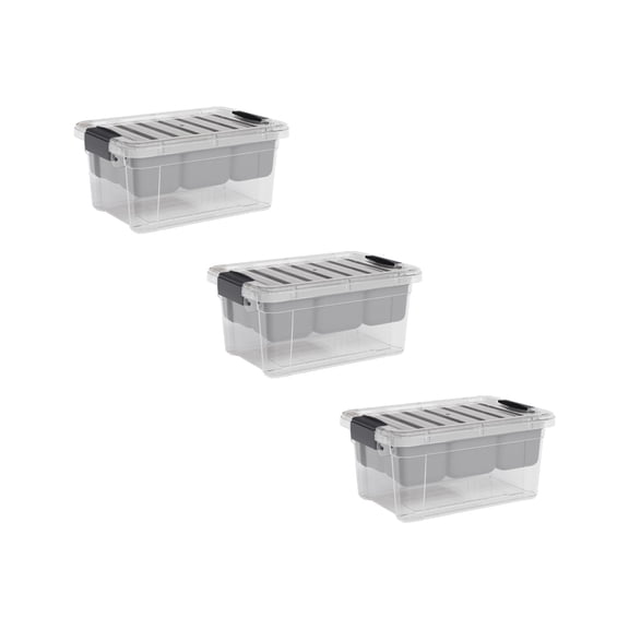 Superio Small Storage Container Organizing Bin with Removable Tray Plastic Tools, Sewing, Crafts Box, 3.5 Qt, 3 Pack