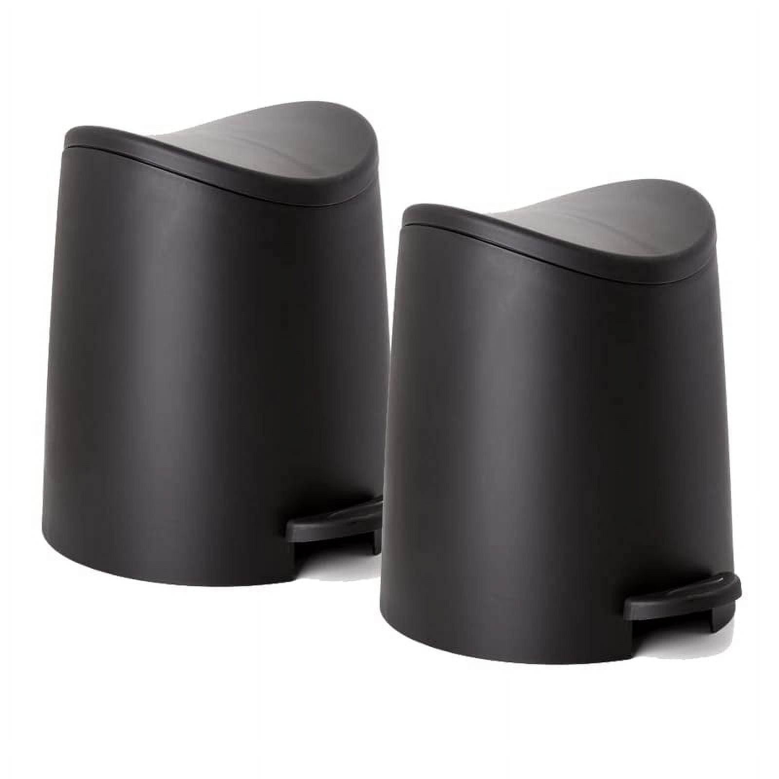 Superio Small Trash Can with Lid 3 Liter Black (2 Pack), Plastic Mini ...