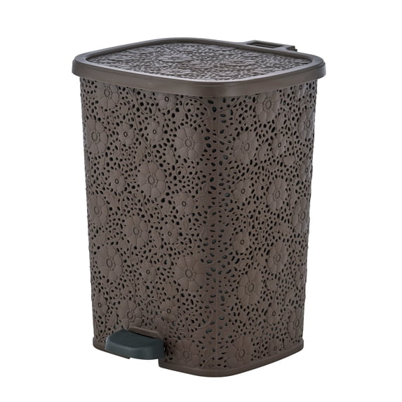 Superio 16 qt Bathroom Step-On Garbage Can, Brown