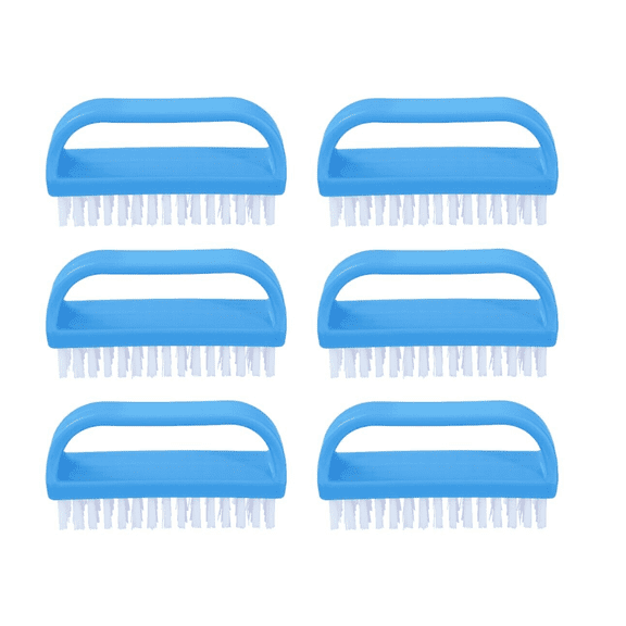 Superio Stiff Blue Nail Brush Cleaner with Handle 6 Pack, Durable Scrub Brush, Clean Toes, Fingernails- Hand Scrubber- All-Purpose Cleaning Brush for Home, Kitchen, Work- Stiff Bristles, Easy to Use