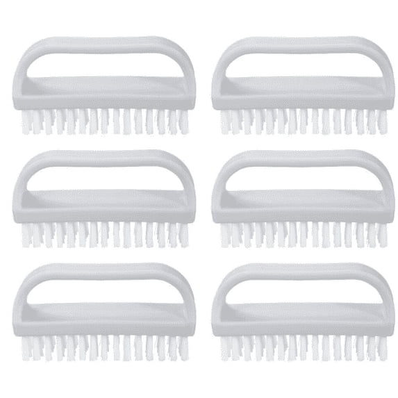 Superio Stiff White Nail Brush Cleaner with Handle 6 Pack, Durable Scrub Brush, Clean Toes, Fingernails- Hand Scrubber- All-Purpose Cleaning Brush for Home, Kitchen, Work- Stiff Bristles, Easy to Use