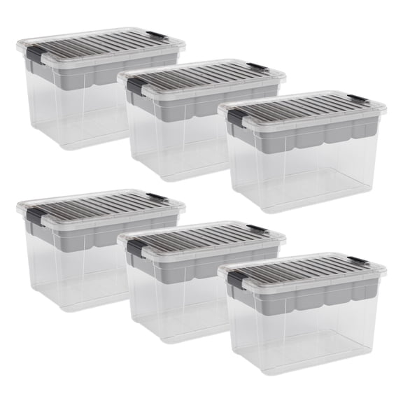 Superio Storage Container Organizing Bin with Removable Tray Deep Plastic Tools, Sewing, Crafts Box,14.75 Qt, 6 Pack