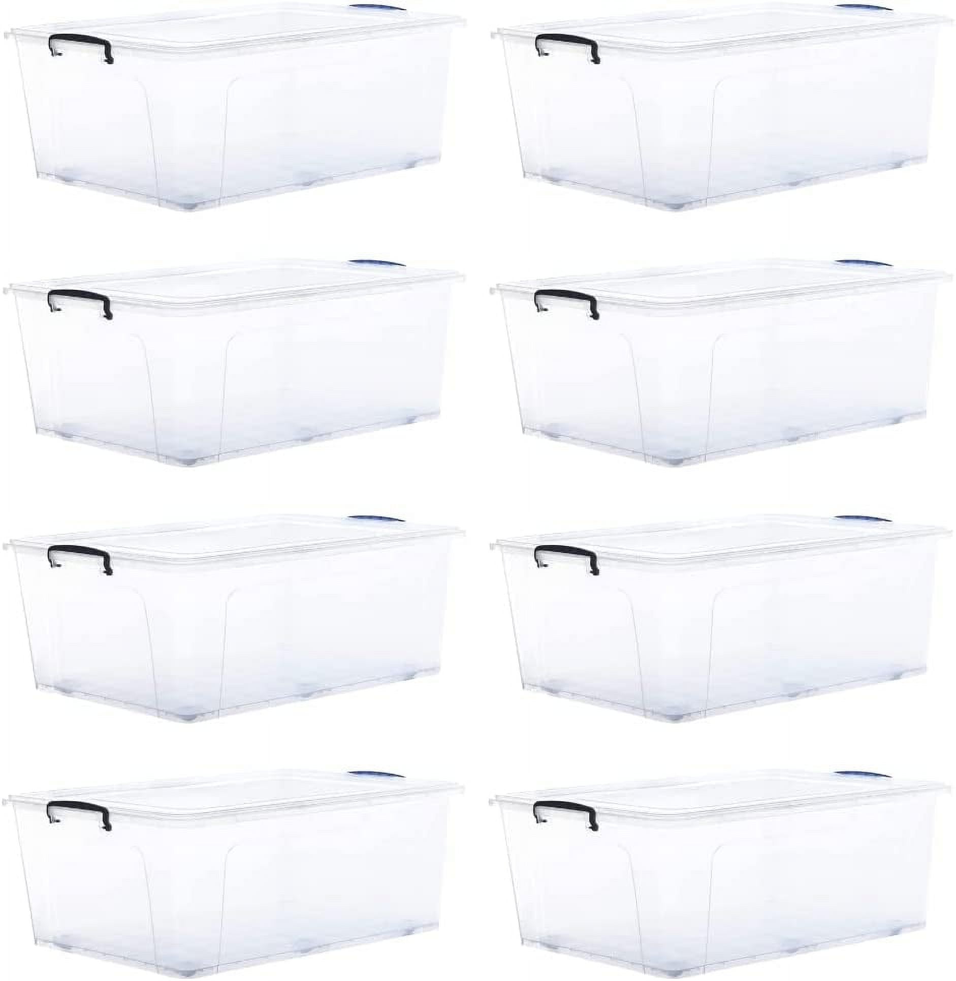 Superio Storage Containers With Wheels (8 Pack), Stackable Large