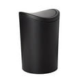 thumbnail image 1 of Superio Small Trash Can with Lid 6 Liter, Plastic Mini Waste Bin 1.5 Gallon, Modern Curved Lid Swing Top Lid, Bathroom, Bedroom, Office, Under Desk (Black), 1 of 9