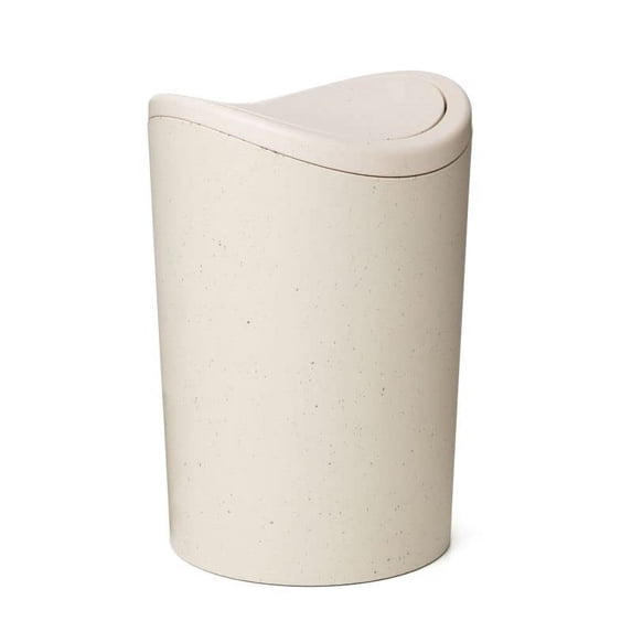 Superio Eco-Friendly Small Plastic Bathroom Trash Can with Lid 6 Liter Mini Waste Bin, Modern Flat Lid Step On Trash Can with Foot Pedal, Bathroom, Bedroom, Office, Under Desk, Soft Close