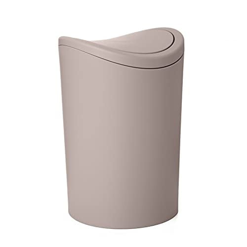 Superio Small Modern Trash Can with Lid 6 Liter taupe,