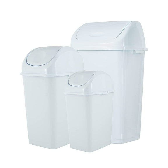 Superio Swing Top Trash Can Set - White (3 Pack- 4.5 Gal, 9 Gal, 13 Gal)