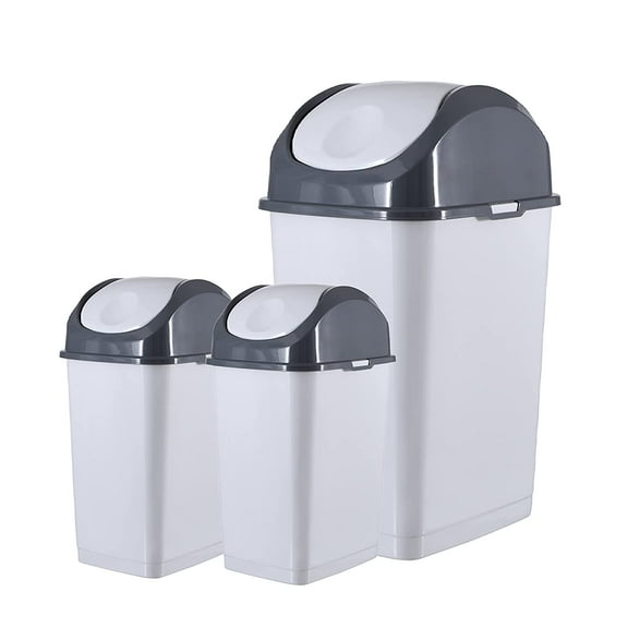 Superio Swing Top Trash Can Set - White Smoke (3 Pack- 5 Qt, 18 Qt)