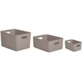 thumbnail image 1 of Superio Taupe Ribbed Storage Bin with Lid, Plastic (22L, 15L, 5L) -Set of 1, 1 of 6