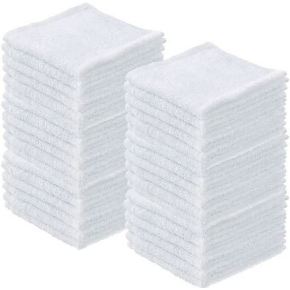 Superio Terry Cloth Rags White Washcloths 100% Cotton 12\" Cleaning Cloths, Kitchen Towels, Facial Washcloth, Spa Cloths, Hand Towel, Small Lint Free Rags for Multi-Purposes (36 Pack)