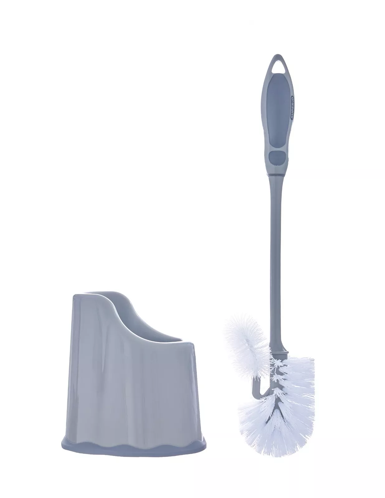 Superio Toilet Bowl Brush And Holder, Grey Under Rim Lip Brush And Storage Caddy