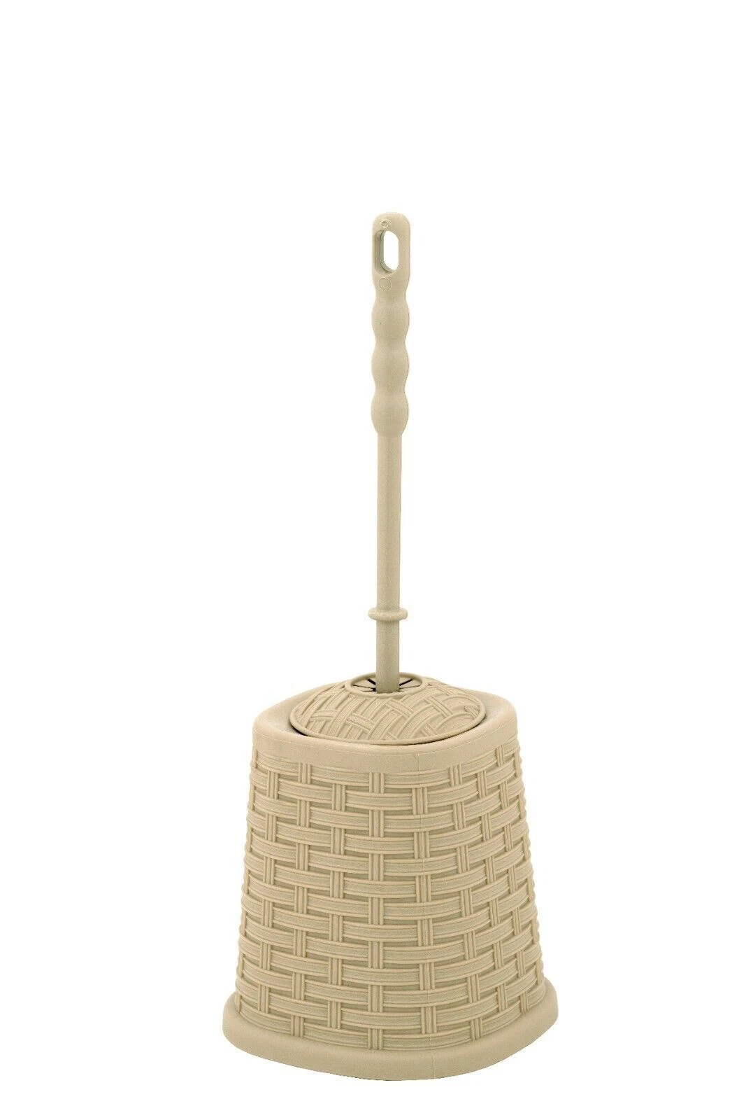 Superio Toilet Bowl Brush And Holder Set, Wicker Style, Beige
