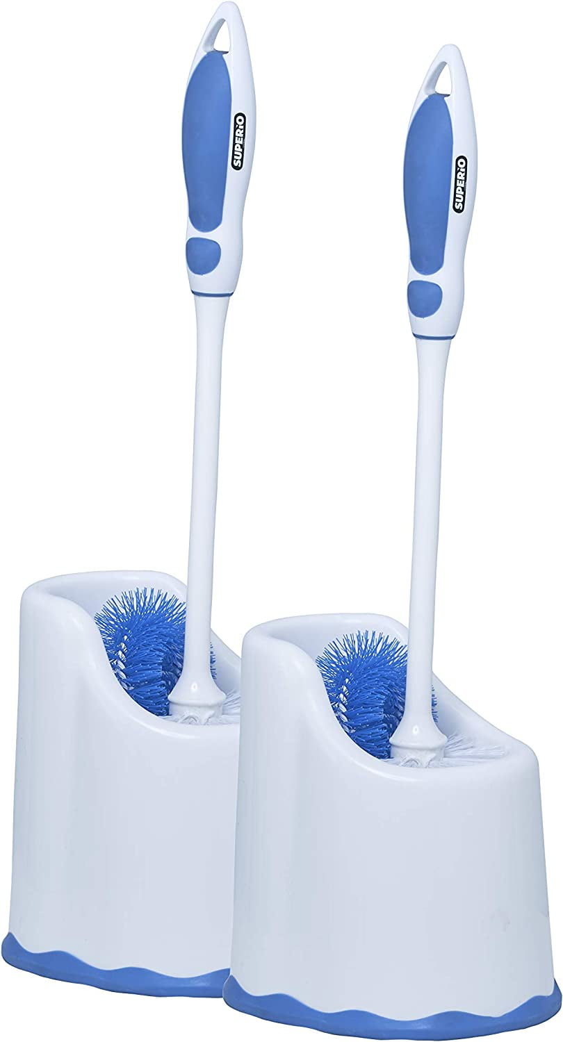 Superio Toilet Bowl Brush and Holder with Under Rim Cleaner for Bathroom, Toilet Brush and Caddy ...